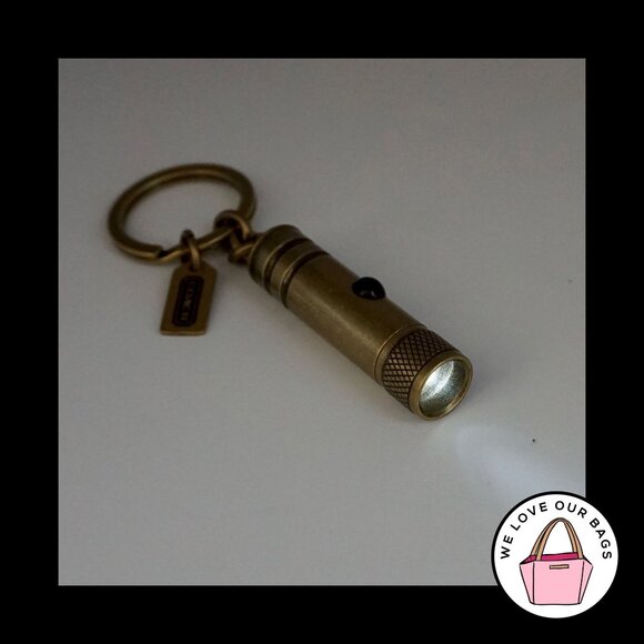 New Rare VINTAGE COACH Mini FLASHLIGHT Brass Key Fob Bag Charm Keychain 92149 - Picture 4 of 4